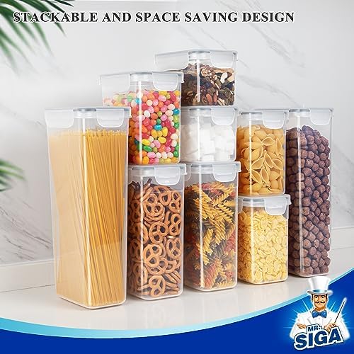 MR.SIGA 16 Pack Airtight Food Storage Container Set for Pantry Organization | Stackable, BPA Free plastic storage containers for pantry, great for snacks, spaghetti, includes 24 reusable sticker labels - Image 6