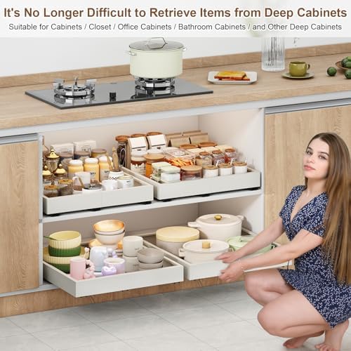 Fokyfok 2Pc Pull out Cabinet Organizer,14"-21"W,17"-24"D,Expandable - Image 6
