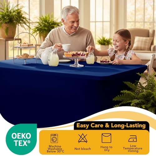8-Pack Navy Blue Spandex Tablecloths for 6ft Rectangle Tables - Image 7