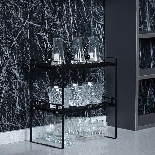 Shantton Cabinet Shelf Organizer, Pantry Shelf Rack, Black 13.1x10.6x7.3 | 2-Pack Stackable Metal Riser Holds 40LBS with Non-Slip Feet for Kitchen Pantry Bathroom Countertop Freezer Cupboard - Image 6