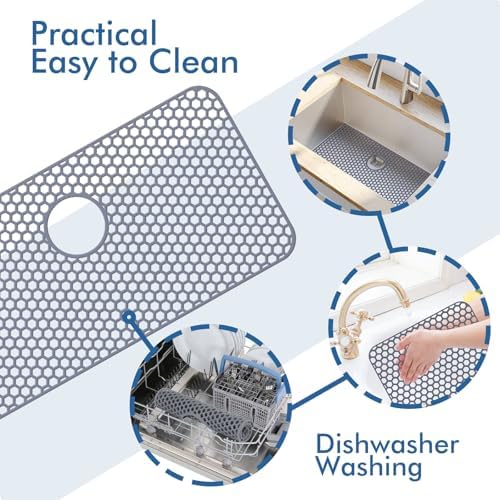 Bestjing Silicone Sink Protectors for Kitchen Sink-30"x 16"Rear Drain - Image 6