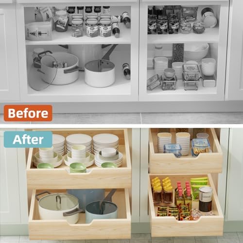 ROOMTEC Pull Out Drawers for Cabinets, 31½” W x 21” D Soft Close Slide Out Drawers for Kitchen Cabinets, Cabinet Pull Out Shelves Requires At Least 32.5” Cabinet Opening, 2PCS - Image 6
