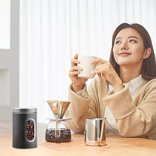 3 Pieces Canisters Sets for the Kitchen, Stainless Steel Food Container Organizer with Transparent Window, Kitchen Counter Storage Jars for Coffee Tea Nuts Flour Sugar (Grey) - Image 7
