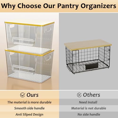 Delamu 2 Set Pantry Organizers and Storage,Trash Bag Dispenser with Bamboo Top,Stackable Trash Bag Dispenser Under Sink Organizer for 4-30 GalBags,Onion,Potato,Fruits,Gray(11.22" L*7" W*7.12" H) - Image 6