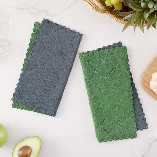 Homaxy 12 Pack Super Soft Dish Cloths, 10" x 10", Dark Grey & Grass Green - Image 6