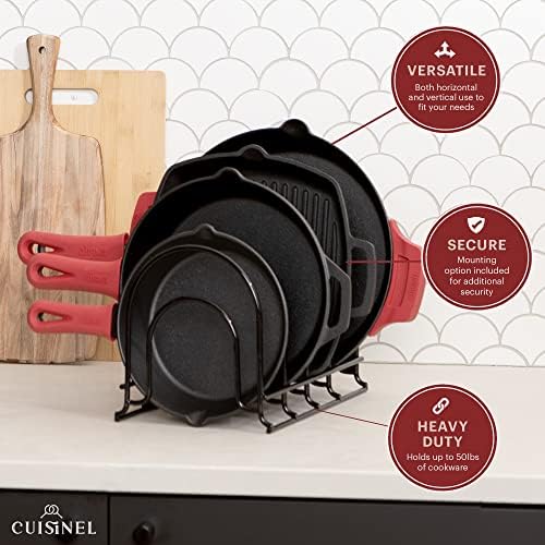 Cuisinel Pan Organizer for Cast Iron, Silicone-Coated 12" Skillet Rack - Image 6