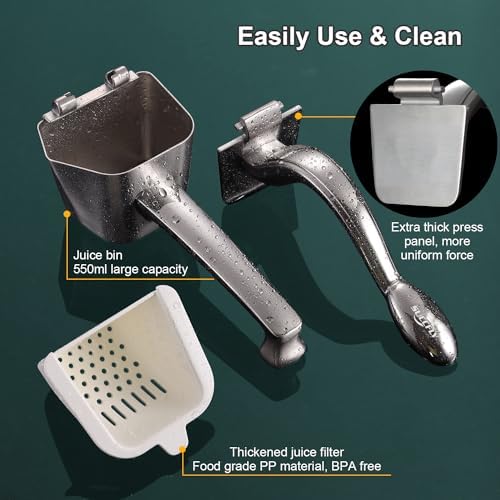 SUCCFLY Stainless Steel Lemon Squeezer, Heavy Duty Manual Citrus Juicer | Ergonomic Handle Labor-saving, Large Capacity, Detachable, Dishwasher Safety, Hand Juicer for Lime Orange, 5 Year Warranty - Image 6