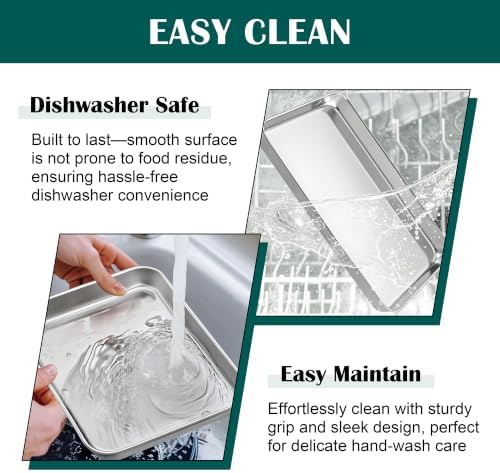 E-far Small Baking Sheet with Wire Rack (2 Pans + 2 Racks), Stainless Steel Cookie Sheets Trays & Cooling Rack for Toaster Oven, Non Toxic & Warp Resistant, Oven & Dishwasher Safe, 9.4 x 7.3 x 1 Inch - Image 6