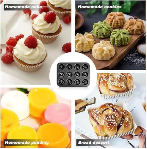 Nonstick Mini Bundt Cake Pans, 12-Cavity Carbon Steel Baking Mold for Muffins, Brownies, and Mini Cakes, Send Goods from Local Warehouse (4 Pack) - Image 5