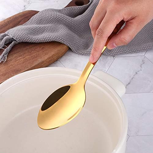 6 Pcs Gold Small Serving Spoon, Stainless Steel Titanium Plated Serving Spoons Set Mirror Finish for Elegant Buffet Banquet Party Holiday Dinner serving, Dishwasher Safe(9.7 inches/24.6cm) - Image 7