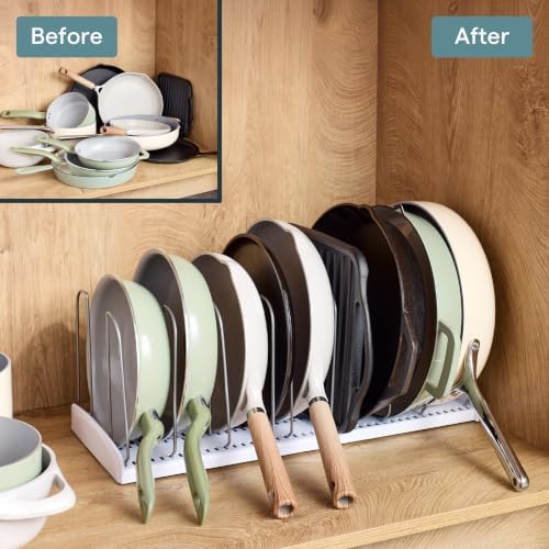 YouCopia StoreMore Expandable Cookware Rack with Tall Steel Wires, 12.5"-21.5" Wide Adjustable Pan Organizer for Kitchen Cabinet Storage, Premium Edition - Image 6