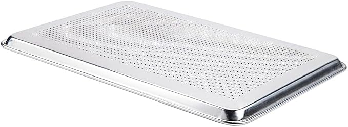 Full Size Aluminum Baking Sheet Pan with Holes (18 x 26 Inch), Set of 3 Commercial Bakery Tray, Crisping & Even Baking, NSF Grade, Wire Rim, Stackable (3, Full Size 18" x 26" inches) - Image 8