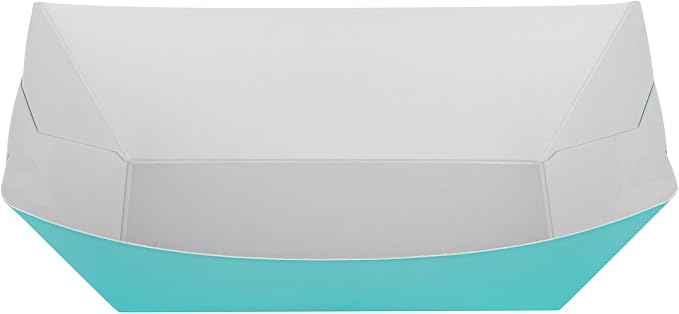 Restaurantware-Bio Tek 1 Pound Food Trays, 50 Disposable Paper Food Trays - Heavy-Duty, Greaseproof, Turquoise Paper Food Boats, For Snacks, Appetizers, Or Treats, Use At Parties Or Carnivals - Image 8