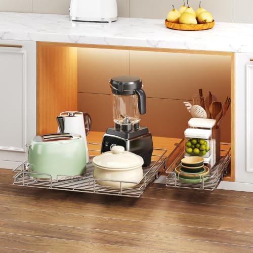 Pull Out Cabinet Organizer 25½" W x 21½" D, Heavy Duty Cabinet Pull Out Shelves, Slide Out Drawers Organization for Kitchen Cabinets Bathroom - Image 6