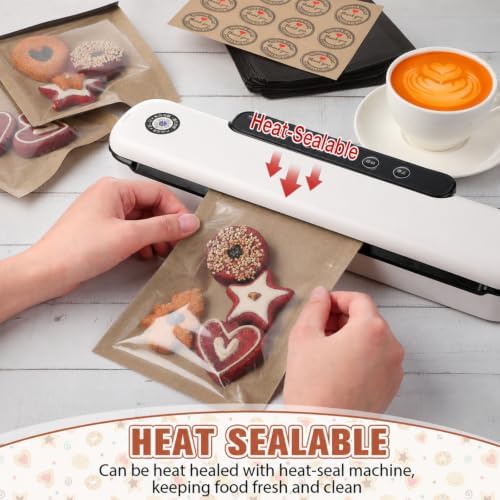 Fullhawl 360 Pcs Heat Sealable Bakery Cookie Bags with Window 5.1x7.5 Inch Grease Resistant Kraft Bakery Pastry Bags with Thank You Stickers for Packaging Donut Bread Good Sandwich Baked Treat (Black) - Image 6