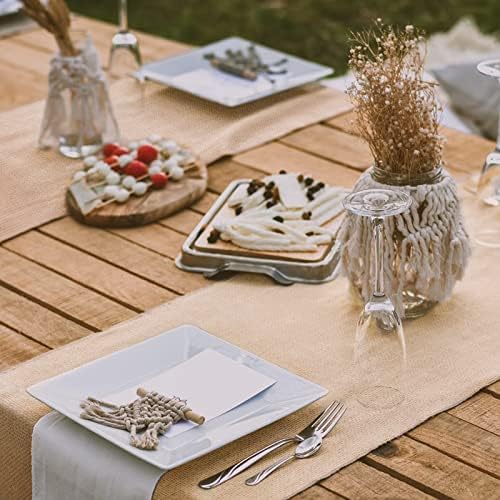 Buryeah 12 Pack Burlap Table Runners,12 x 108 Inch Natural Jute Rustic Runners Vintage Farmhouse Country Table Decor for Wedding Engagement Birthday Party Home Dining Kitchen Decorations - Image 6