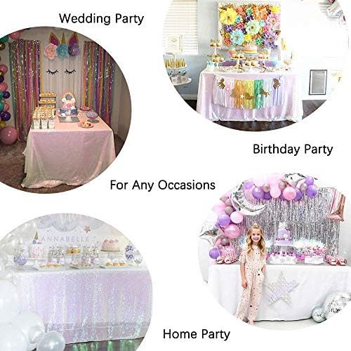 Party Tablecloth Rectangular 90x132inch White Iridescent Tablecloth Overlay - Image 6