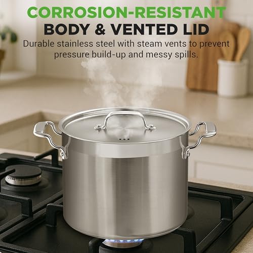 NutriChef 14 Quart Stock Pot with Lid - Heavy Duty Stainless Steel, Induction Ready, Ergonomic Handles - Image 6