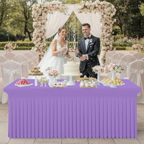 Smiry Spandex Elastic Fitted Table Cloth Skirt for 6FT Rectangle Table - Image 6