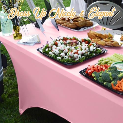 BRILLMAX 4 Pack Pink Spandex Table Covers for 6ft Rectangle Tables - Image 7