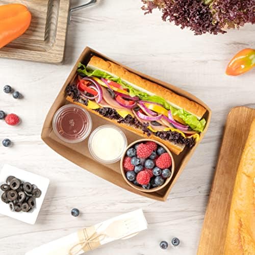 Restaurantware Bio Tek 8.4 x 6 x 3.5 Inch Burger Trays 100 Disposable Paper Food Trays - Recyclable Sturdy Black Paper Movie Snack Trays For Meals Snacks And Baked Goods - Image 6