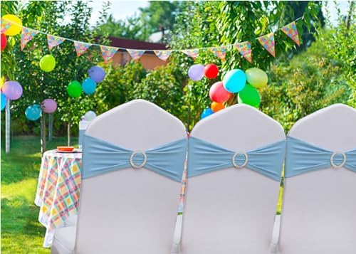 100 Pack Baby Blue Chair Sashes, Light Blue Chair Bands Bows Ties for Wedding Party Baby Shower Birthday Folding Chair Covers Decor - Image 6