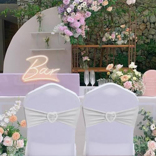 Silver Grey Chair Sashes 60 Pack Spandex Grey Sashes for Chairs Universal Light Grey Chair Sashes Bows with Heart Buckle Slider for Wedding Banquet Party Decorations - Image 7