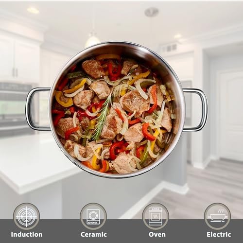 Stainless Steel pots and pans set, 6 Piece Nonstick Induction Kitchen Cookware Set, Works with Induction/Electric and Gas Cooktops, Nonstick, Oven Safe, Camping Cookware - Image 6
