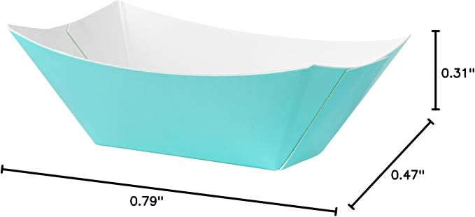 Restaurantware-Bio Tek 2 Ounce Food Boats, 50 Disposable Paper Food Trays - Heavy-Duty, Greaseproof, Turquoise Paper Boats, For Snacks, Appetizers, Or Treats, Use At Parties Or Carnivals - Image 7