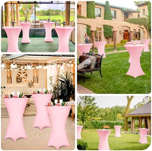 Pesonlook 6 Pack Pink Cocktail Spandex Table Cover,32x43 Inch - Image 7