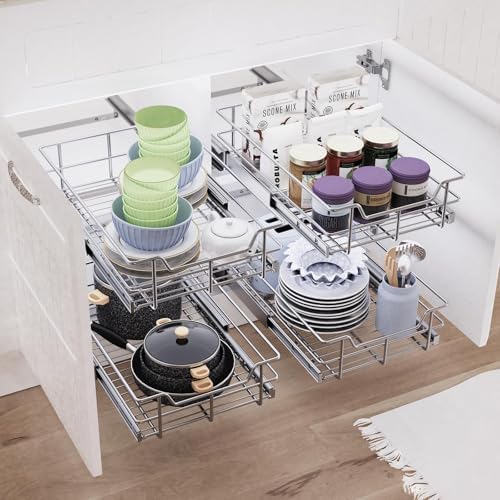 Pull Out Cabinet Organizer 11" W X 22" D, Chromed, Full Slide Out Drawers - Image 6