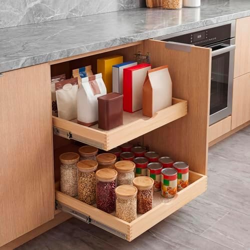 Sintuff 4 Pack Wooden Pull out Tray Cabinet Organizer, 18'' X 21'' - Image 6