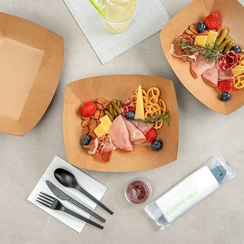 Restaurantware Black Paper lb Food Tray Boat, 9.3 x 7.1 x 2.9 in, 50 Pack - Image 6
