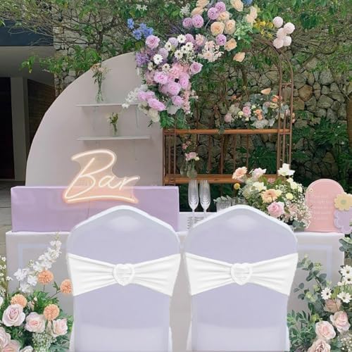 White Chair Sashes 60 Pack Spandex Sashes for Chairs Universal Chair Sashes Bands with Heart Buckle Slider for Wedding Banquet Party Decorations - Image 6