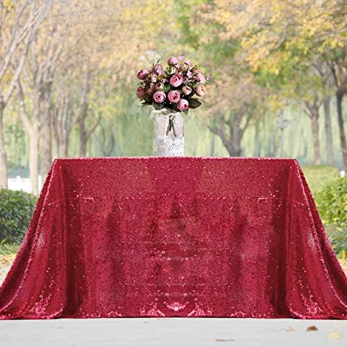 JYFLZQ Burgundy Sequin Tablecloth Glitter Table Cover 90x132 Inch Rectangle - Image 6