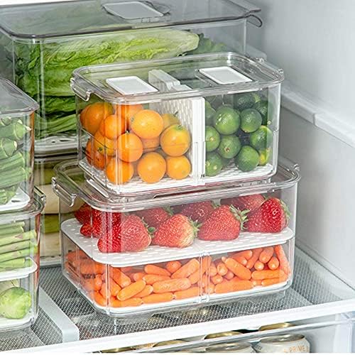 SANNO Fridge Food Storage Container Storage Containers, Produce Saver with Lids and Vents,Vegetable Fruit Storage Containers Stackable Salad Lettuce Keeper for Refrigerator,set of 2 - Image 6