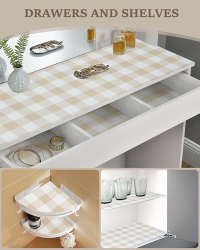 Shelf Drawer Liners for Kitchen Cabinet Non-Adhesive Beige 11.8In x 10FT - Image 6