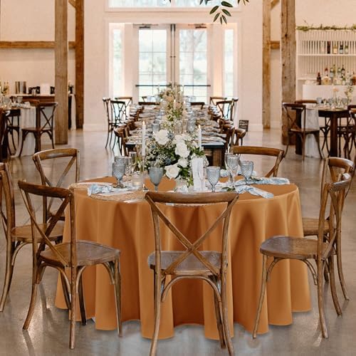 Fitable 6 Pack Bronze Round Tablecloths - 90 Inches in Diameter - Image 7