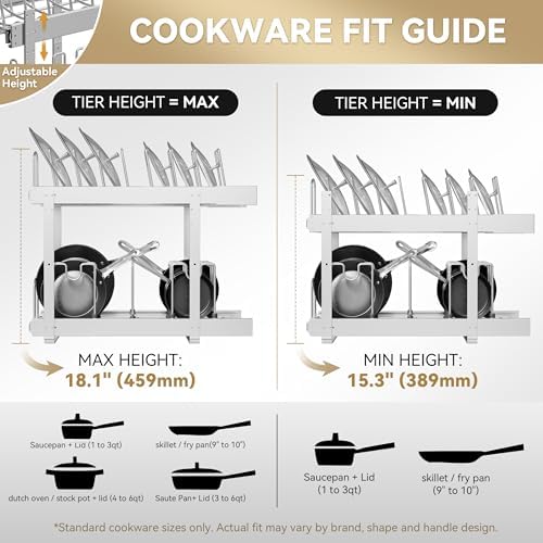 2-Tier Pots and Pans Organizer Under Cabinet Kitchen 12" W *22" D - Image 6
