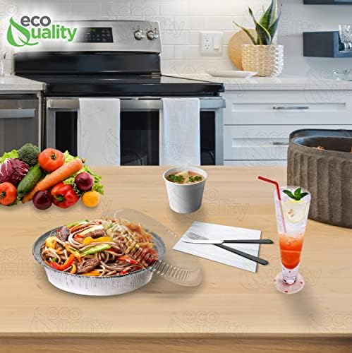 EcoQuality 7" Round Aluminum Foil Pans with Clear Lids - Disposable Containers with Foldable Walls for Pie Baking, Cooking, Serving, Reheating, and Storing - Freezer and Oven Safe Tart Pan 100 Pack - Image 7