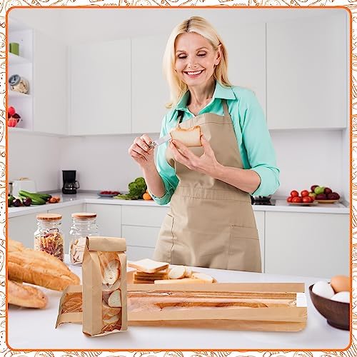 Thenshop 200 Pcs Long Baguette Bag French Bread Bags, 4.5 x 2 x 24 Inch | Paper Bread Bags with Window, Brown Kraft Bread Bags, for Homemade Bread Biscuits Loaf Storage Sacks Packaging - Image 6