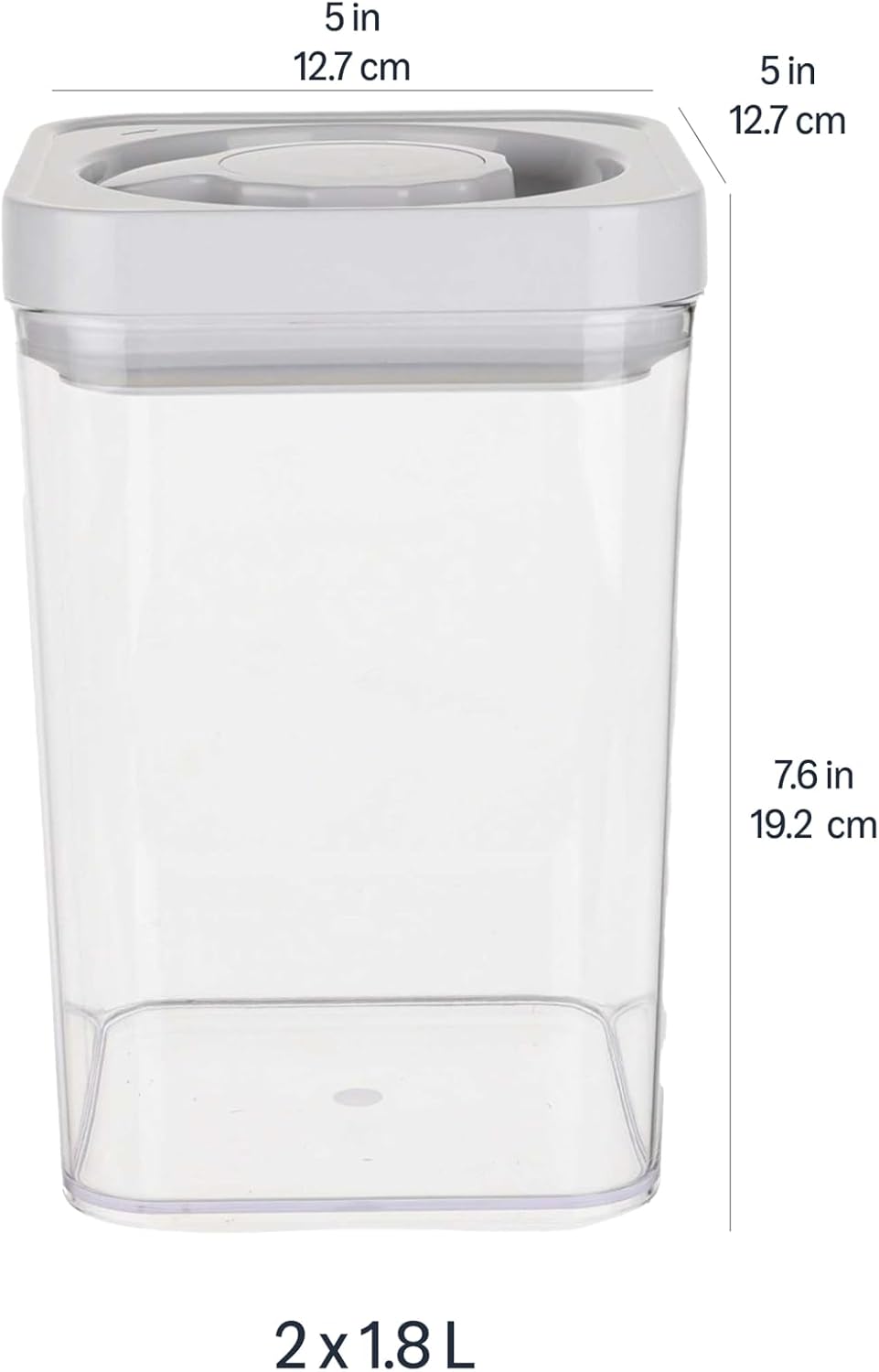 Amazon Basics Airtight Food Storage Containers, BPA Free, with Twist/Turn Lids, for Kitchen Pantry Organization, 10-Piece Square Set, Clear Plastic