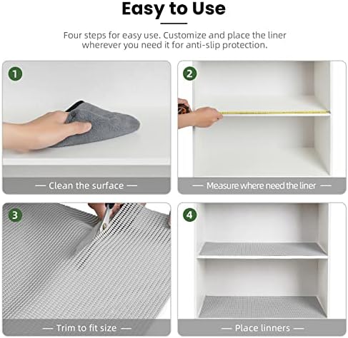BAGAIL Non-Adhesive Shelf Liner, Thick Strong Grip Drawer Liners for Kitchen Cabinets, Heavy-Duty Easy Cut Cabinet Liners for Shelves, Pantry, Bathroom Cupboards - 17.5" x 10FT, LightGrey - Image 6