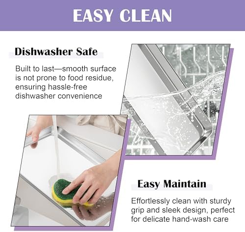 E-far Large Baking Sheet with Wire Rack (2 Pans + 2 Racks), 20 x 14 Inch Stainless Steel Cookie Pans Tray & Cooling Rack for Baking, Non Toxic & Heavy Duty & Rust Free, Oven & Dishwasher Safe - Image 6