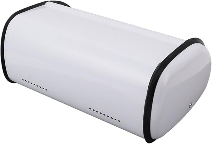 Bread Box, Metal Bread Bin Box, Bin with Roll Top Lid Holder Storage and Organizer for Kitchen Countertop for Home and Kitchen (White) - Image 9
