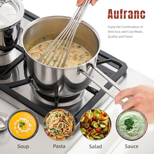 Aufranc Stainless Steel pots and pans set, 6 Piece Nonstick Kitchen Induction Cookware Set,Works with Induction/Electric and Gas Cooktops, Nonstick, Dishwasher (Pack of 2) - Image 7