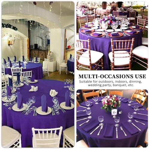 8 Packs 90 Inch Purple Round Tablecloth - Image 6