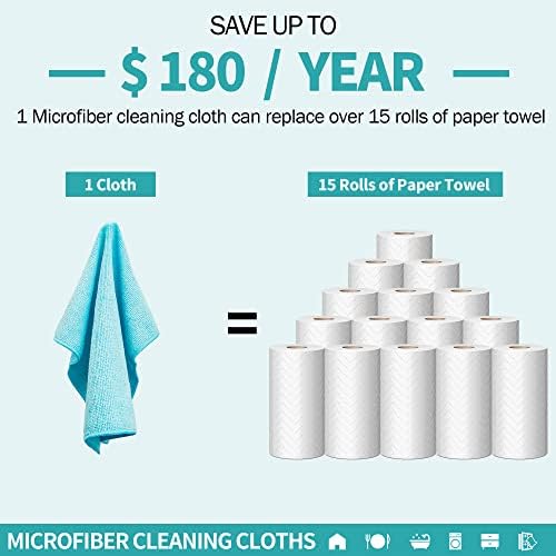 Microfiber Cleaning Cloth, 100 Pack Cleaning Rags, 12" x 12" Shop Towels, Lint Free Reusable All Purpose Microfiber Towels for Cars Kitchen House Office Automotive - Image 6