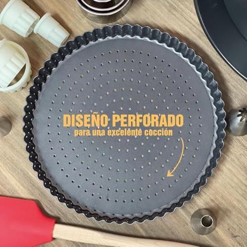 Set of 3 Deep Dish Pie Pan with Removable Bottom - Fluted Carbon Steel Tart Pan for Quiche Lorraine & Pies - Crispy Crust Baking Dish for Home Bakers - 7.87, 9.44 and 11 inches - Image 7
