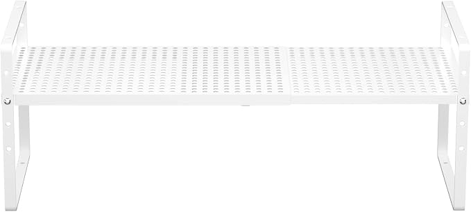 Redrubbit Expandable Cabinet Storage Shelf, Adjustable Height Steel Metal Kitchen Counter Organizers Shelves Spice Rack for Kitchen Pantry Bathroom Cupboard Desk Home Office, White-1 Pack - Image 8